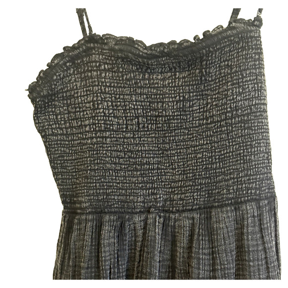 ANTHROPOLOGIE MARISOL GAUZE SQUARE NECK SMOCKED STRAPLESS MINI DRESS BLACK MED - Picture 6 of 8